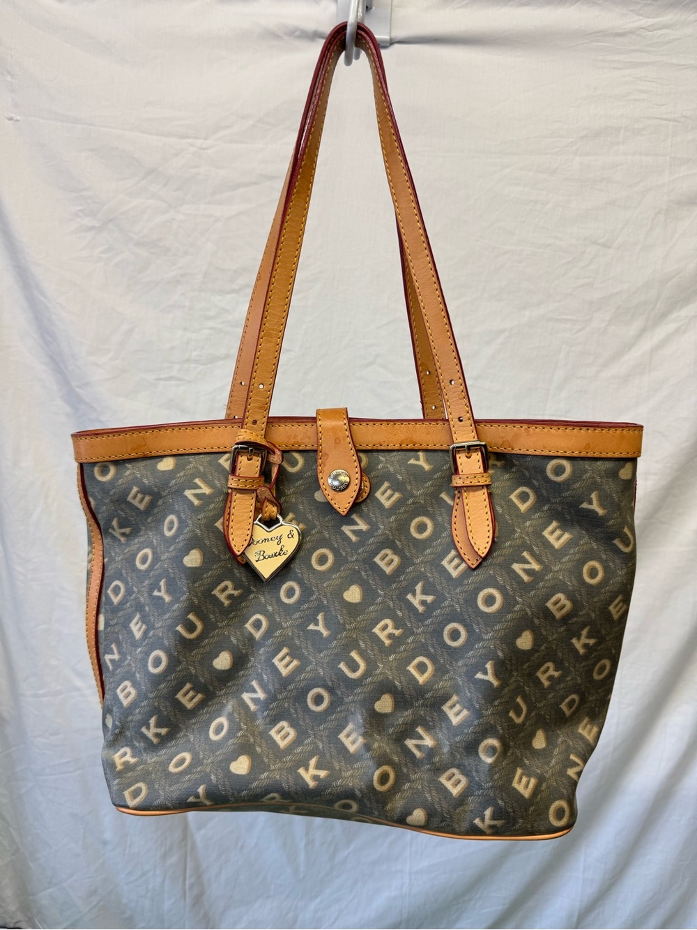 Dooney & Bourke Brown Monogram Tote with Tan Trim